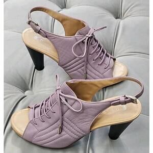 Tod's Purple Leather Laceup Slingback Heel Womens Shoes 39 9